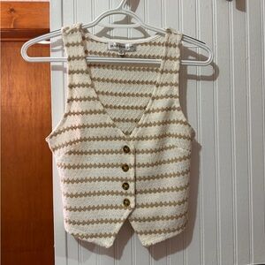 Madden Girl Tan and Cream Striped Knit Vest